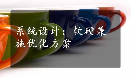 系统设计：软硬兼施优化方案