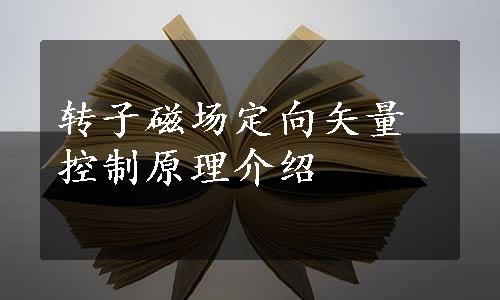 转子磁场定向矢量控制原理介绍