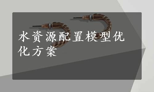 水资源配置模型优化方案