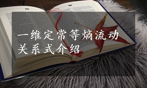 一维定常等熵流动关系式介绍