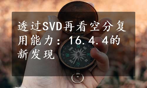 透过SVD再看空分复用能力：16.4.4的新发现