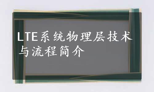 LTE系统物理层技术与流程简介