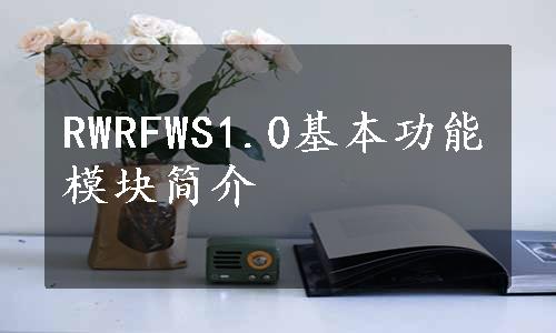 RWRFWS1.0基本功能模块简介