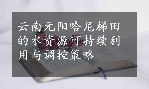 云南元阳哈尼梯田的水资源可持续利用与调控策略