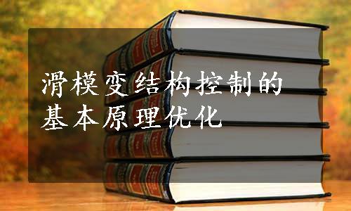 滑模变结构控制的基本原理优化