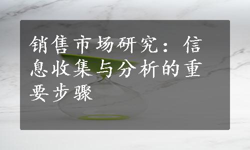 销售市场研究：信息收集与分析的重要步骤