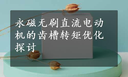 永磁无刷直流电动机的齿槽转矩优化探讨