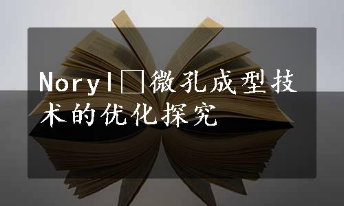 Noryl®微孔成型技术的优化探究