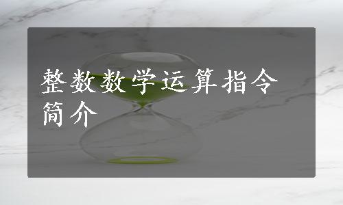 整数数学运算指令简介