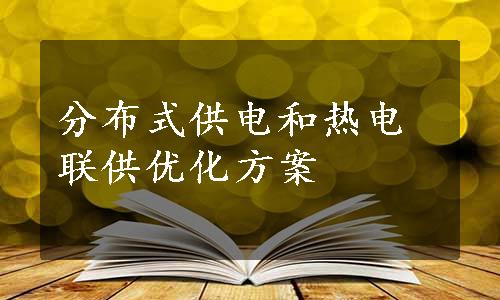 分布式供电和热电联供优化方案