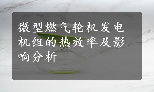 微型燃气轮机发电机组的热效率及影响分析