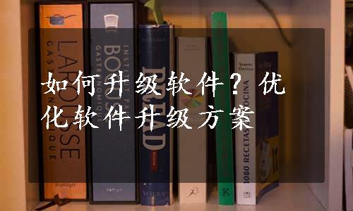 如何升级软件？优化软件升级方案