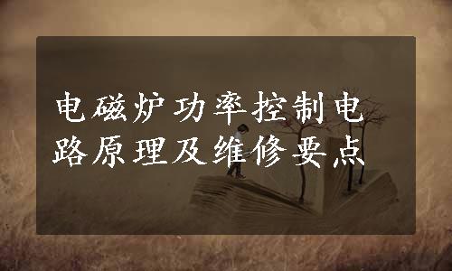 电磁炉功率控制电路原理及维修要点