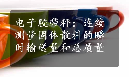 电子胶带秤：连续测量固体散料的瞬时输送量和总质量