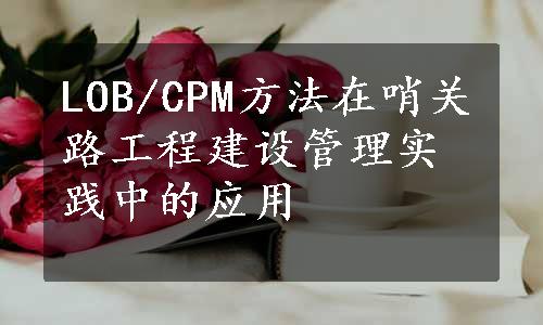 LOB/CPM方法在哨关路工程建设管理实践中的应用