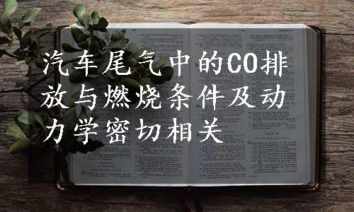 汽车尾气中的CO排放与燃烧条件及动力学密切相关