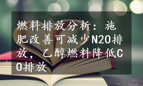 燃料排放分析：施肥改善可减少N2O排放，乙醇燃料降低CO排放