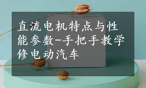 直流电机特点与性能参数-手把手教学修电动汽车