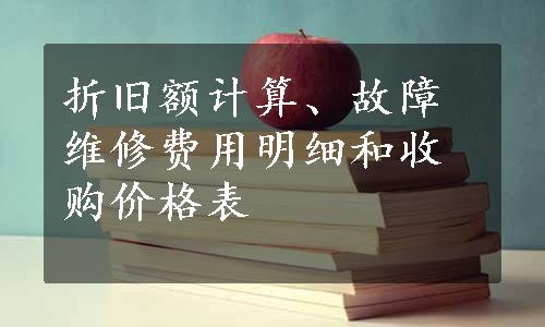 折旧额计算、故障维修费用明细和收购价格表