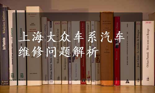 上海大众车系汽车维修问题解析