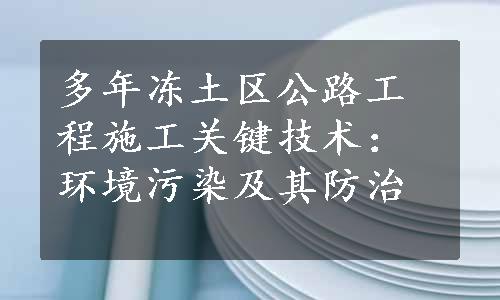 多年冻土区公路工程施工关键技术：环境污染及其防治