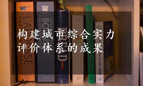 构建城市综合实力评价体系的成果