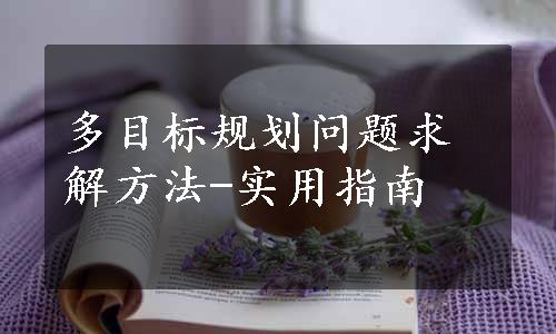 多目标规划问题求解方法-实用指南