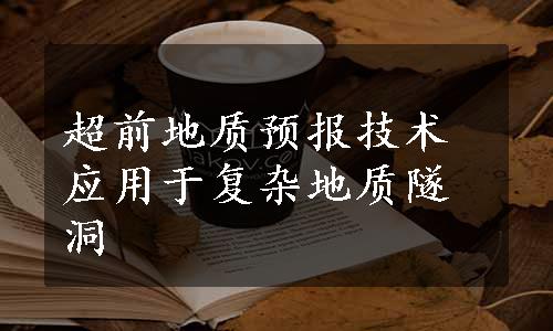 超前地质预报技术应用于复杂地质隧洞