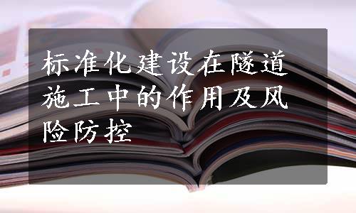 标准化建设在隧道施工中的作用及风险防控