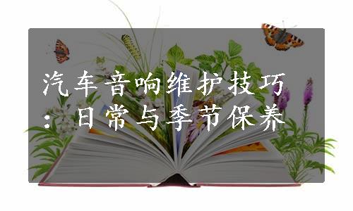 汽车音响维护技巧：日常与季节保养