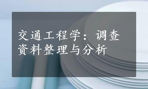 交通工程学：调查资料整理与分析