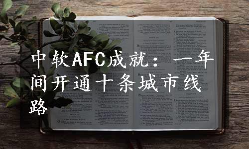 中软AFC成就：一年间开通十条城市线路