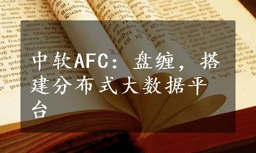 中软AFC：盘缠，搭建分布式大数据平台