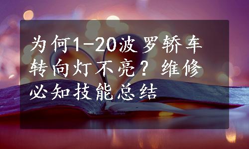 为何1-20波罗轿车转向灯不亮？维修必知技能总结