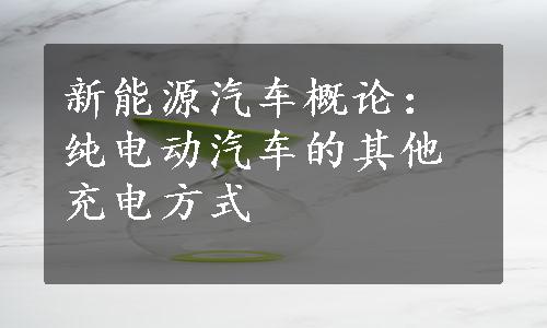 新能源汽车概论：纯电动汽车的其他充电方式