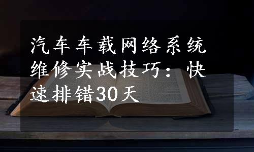 汽车车载网络系统维修实战技巧：快速排错30天