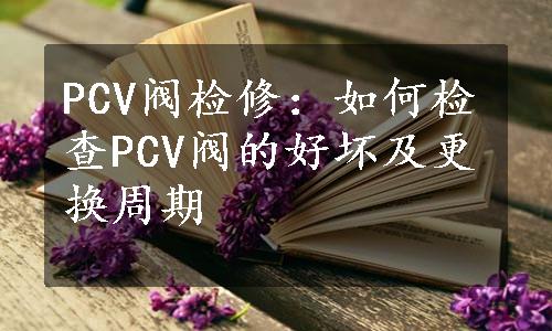 PCV阀检修：如何检查PCV阀的好坏及更换周期