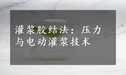 灌浆胶结法：压力与电动灌浆技术