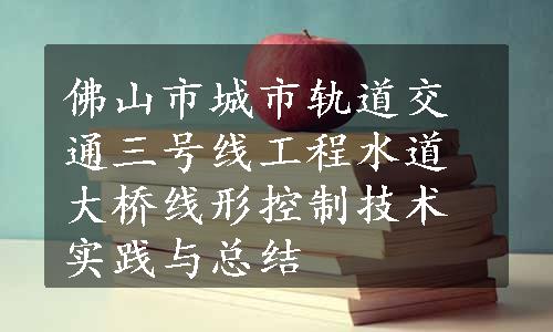 佛山市城市轨道交通三号线工程水道大桥线形控制技术实践与总结
