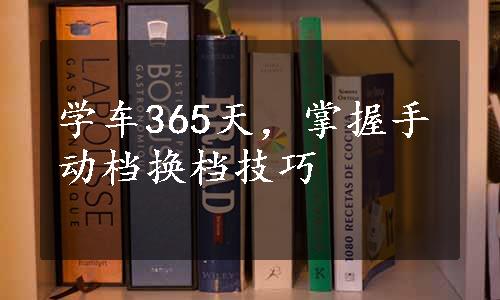 学车365天，掌握手动档换档技巧