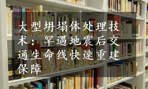 大型坍塌体处理技术：罕遇地震后交通生命线快速重建保障