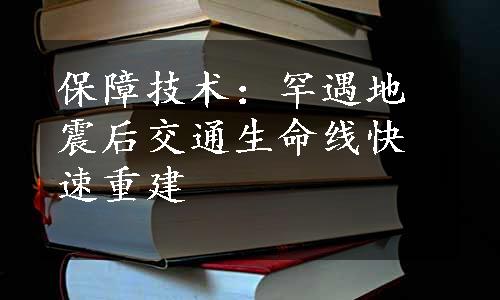 保障技术：罕遇地震后交通生命线快速重建