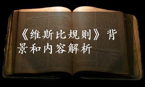 《维斯比规则》背景和内容解析