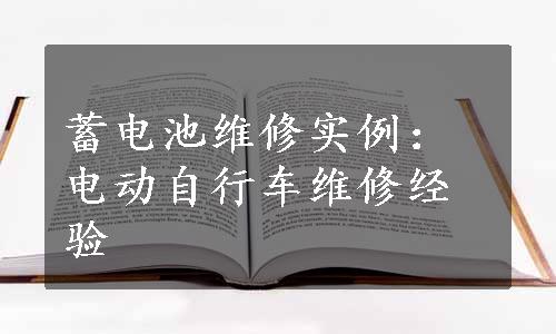 蓄电池维修实例：电动自行车维修经验