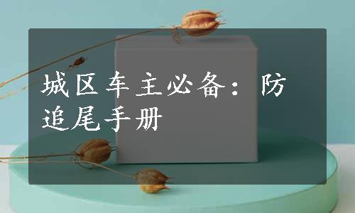 城区车主必备：防追尾手册