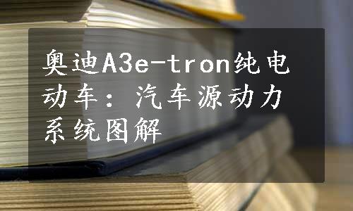 奥迪A3e-tron纯电动车：汽车源动力系统图解