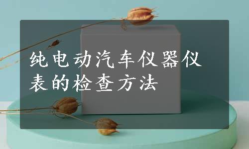 纯电动汽车仪器仪表的检查方法