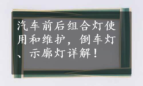 汽车前后组合灯使用和维护，倒车灯、示廓灯详解！