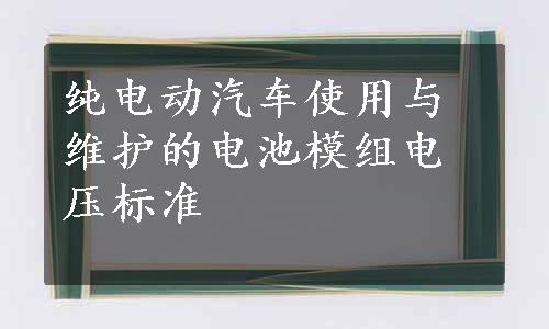 纯电动汽车使用与维护的电池模组电压标准