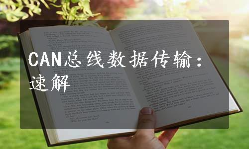 CAN总线数据传输：速解